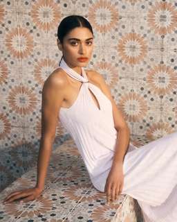 Scanlan Theodore Pleated Rib V-neck Dress Pale Pink Size 8 for rent on The Volte - image 4