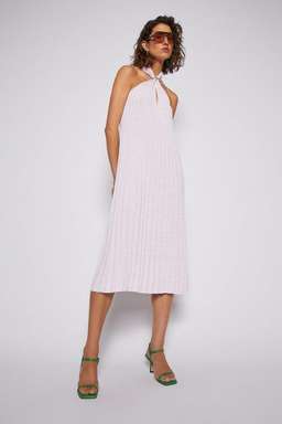 Scanlan Theodore Pleated Rib V-neck Dress Pale Pink Size 8 for rent on The Volte - image 1
