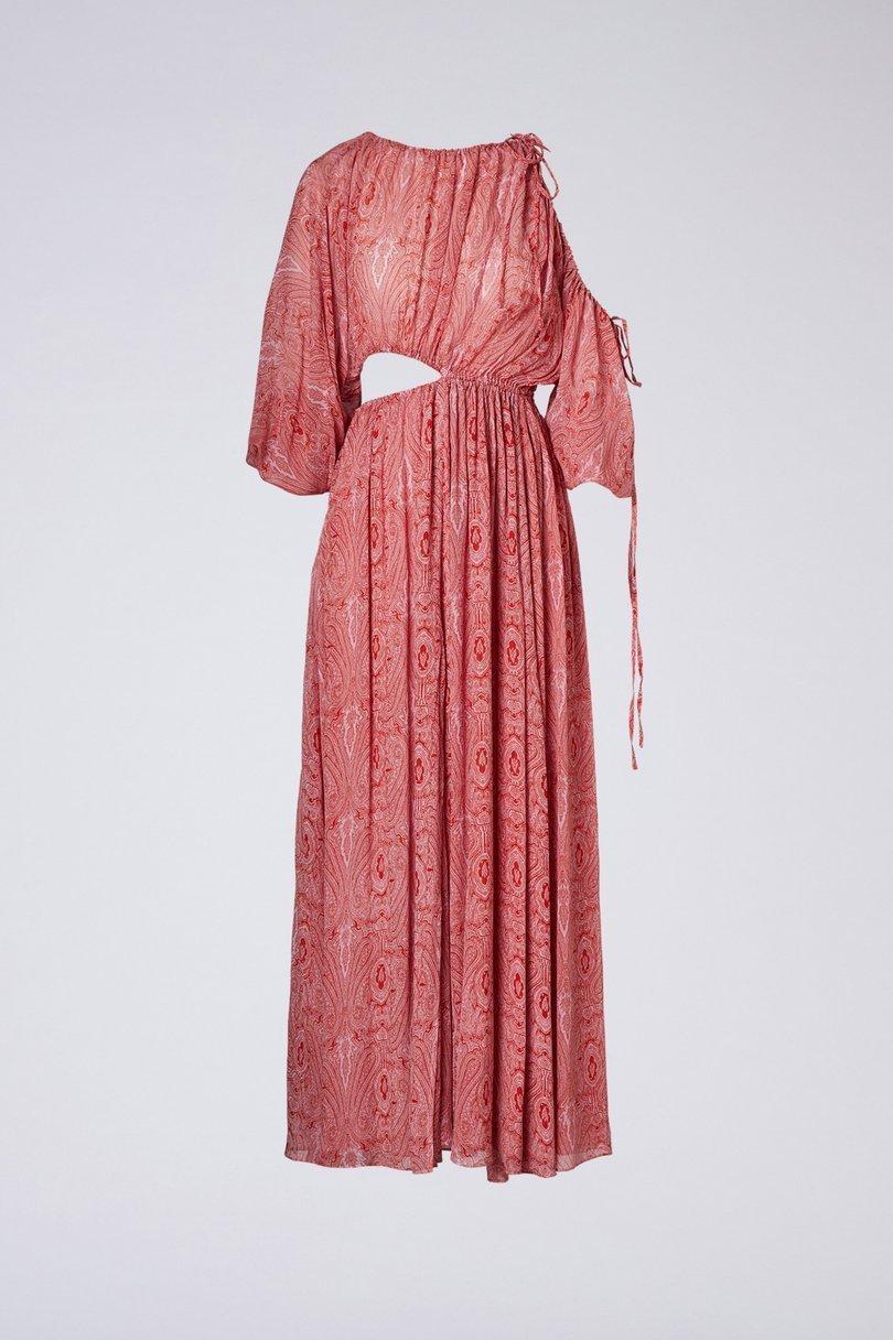 Scanlan Theodore GGT Paisley Drawcord Dress Pink Size 8 for rent on The Volte - main image