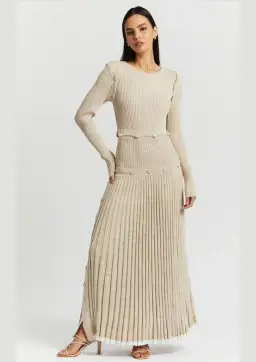 Christopher Esber Deconstruct Long Sleeve Knit Dress Cream Size 6 for rent on The Volte - image 1