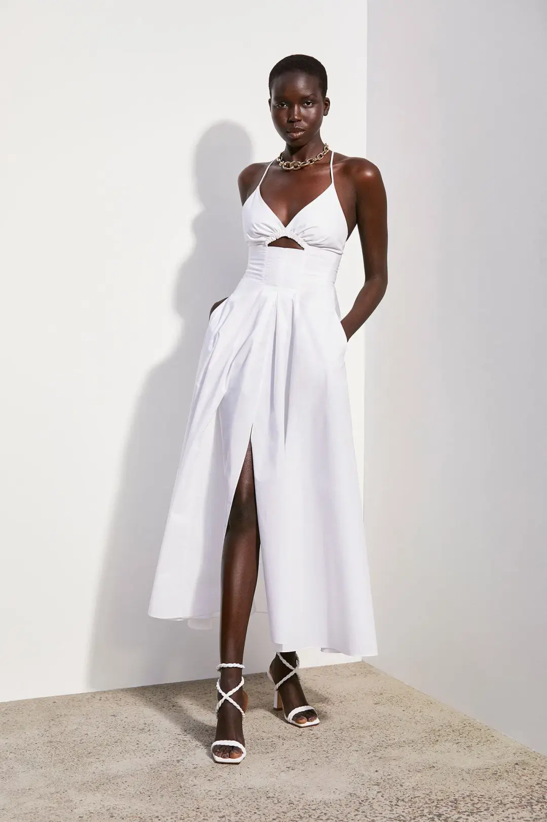 Scanlan Theodore Cotton Strappy Dress White Size 8 for rent on The Volte - main image