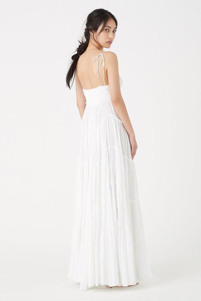 Aje Mimosa Tiered Maxi Dress White Size 8 for rent on The Volte - main image