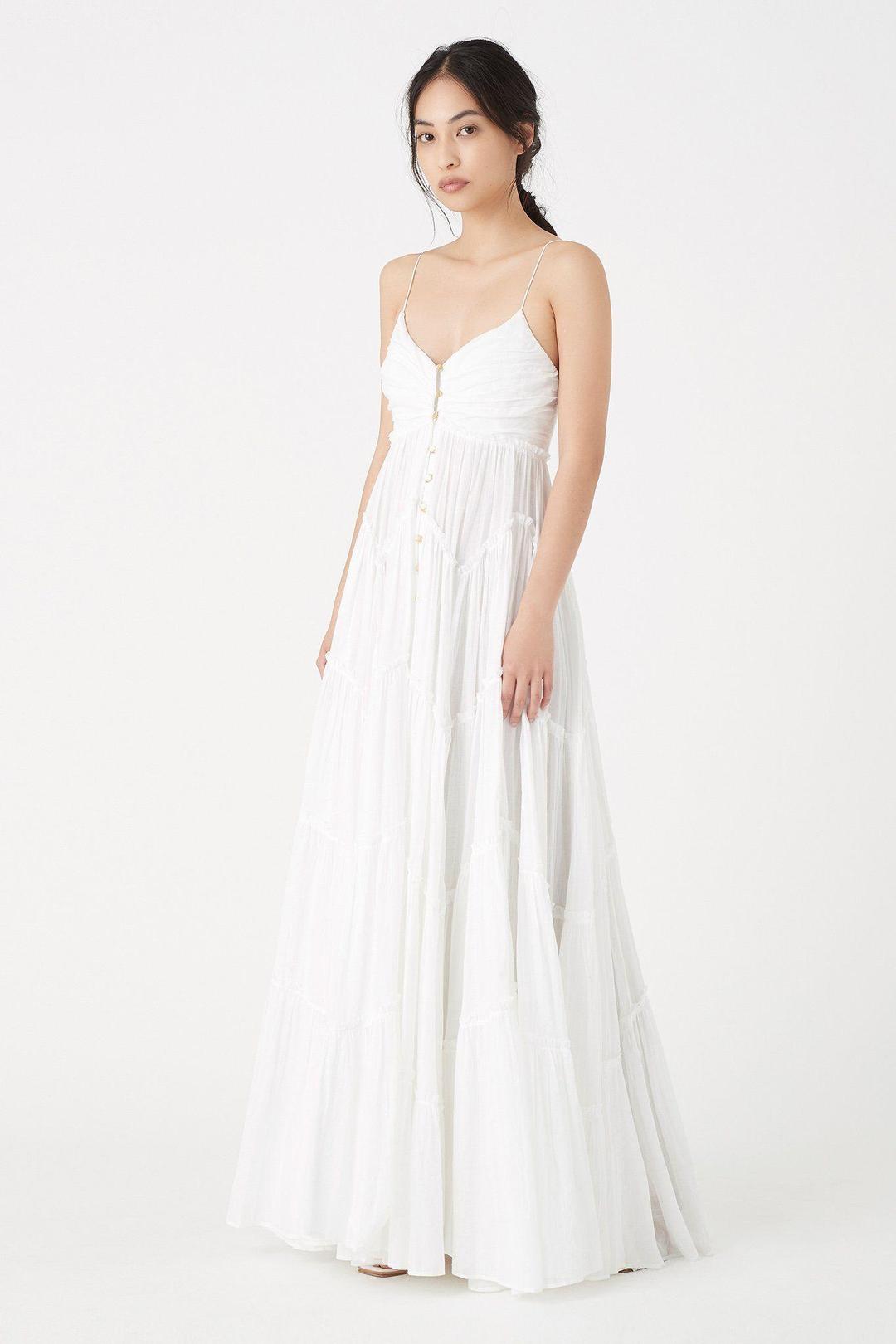 Aje Mimosa Tiered Maxi Dress White Size 8 for rent on The Volte - main image