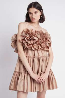 Aje Allure Tiered Mini Dress Brown Size 6 for rent on The Volte - image 2