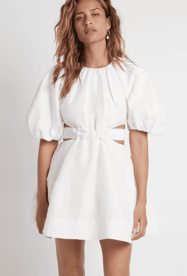 Aje Psychedelia Cut Out Mini Dress White Size 10 for rent on The Volte - main image