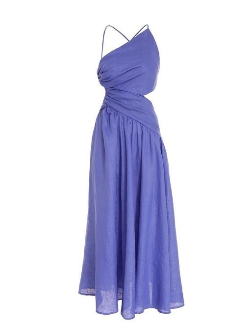 Zimmermann Tropicana Asymmetric Midi Dress Electric Blue Size 1/ AU 8 for rent on The Volte - main image