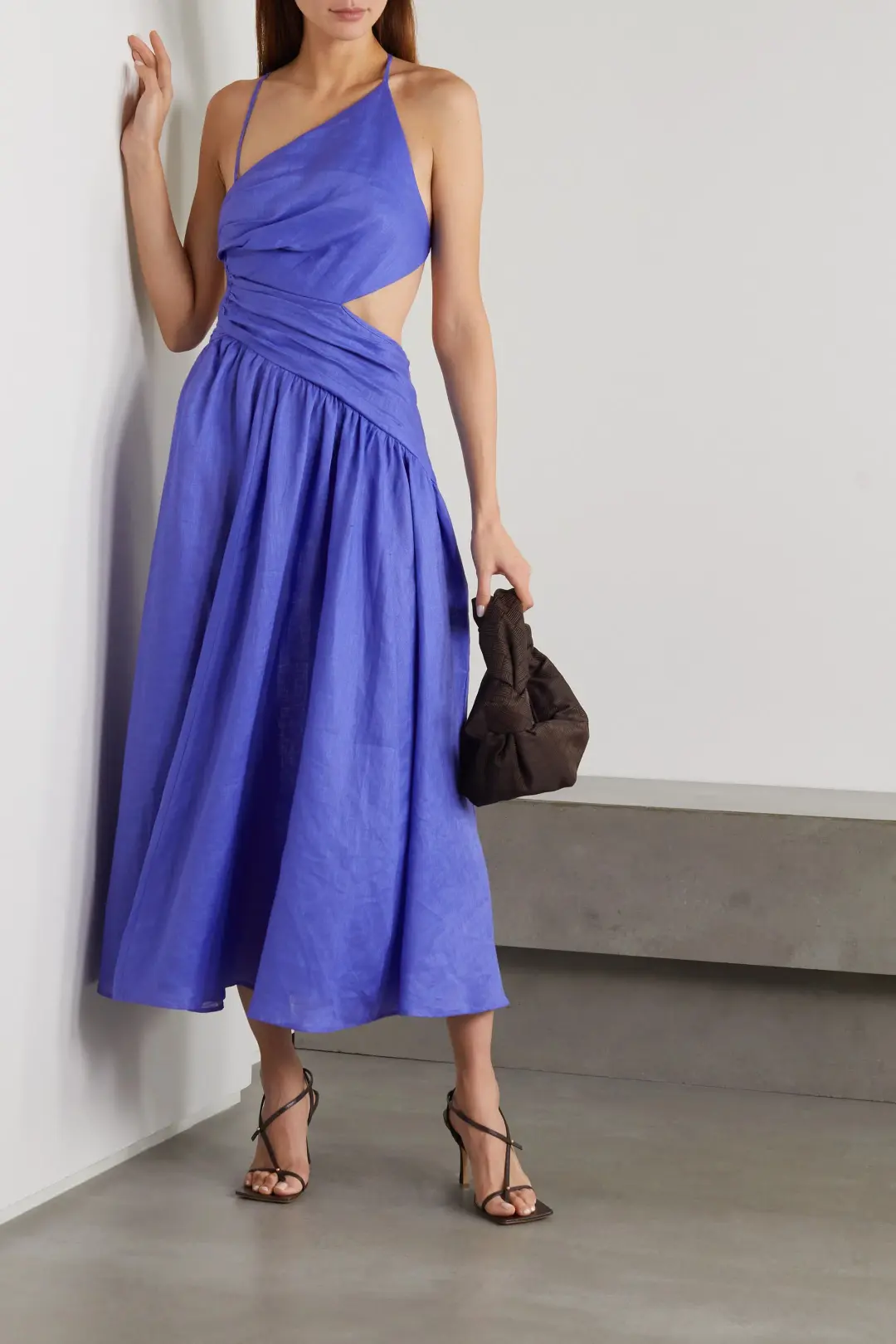 Zimmermann Tropicana Asymmetric Midi Dress Electric Blue Size 1/ AU 8 for rent on The Volte - main image