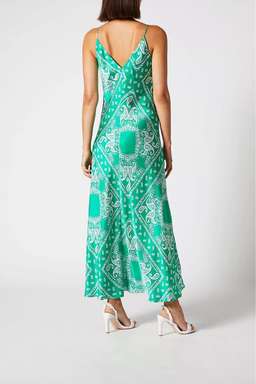 Scanlan Theodore Silk Paisley Long Slip Dress Green Size 10 for rent on The Volte - image 3