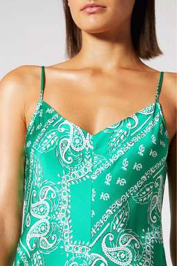 Scanlan Theodore Silk Paisley Long Slip Dress Green Size 10 for rent on The Volte - image 2