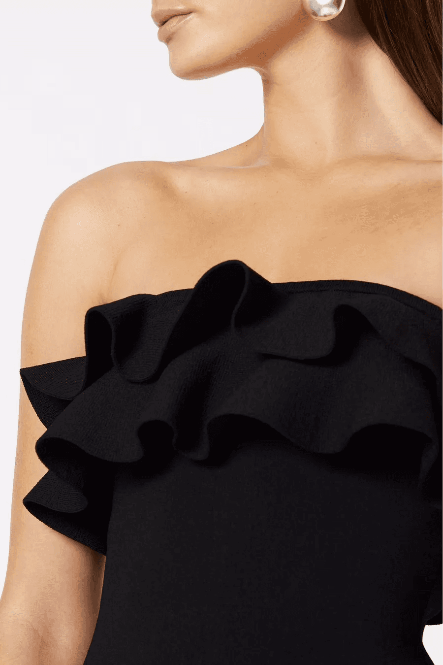 Scanlan Theodore Crepe Knit Strapless Dress Black Size 8 for rent on The Volte - main image