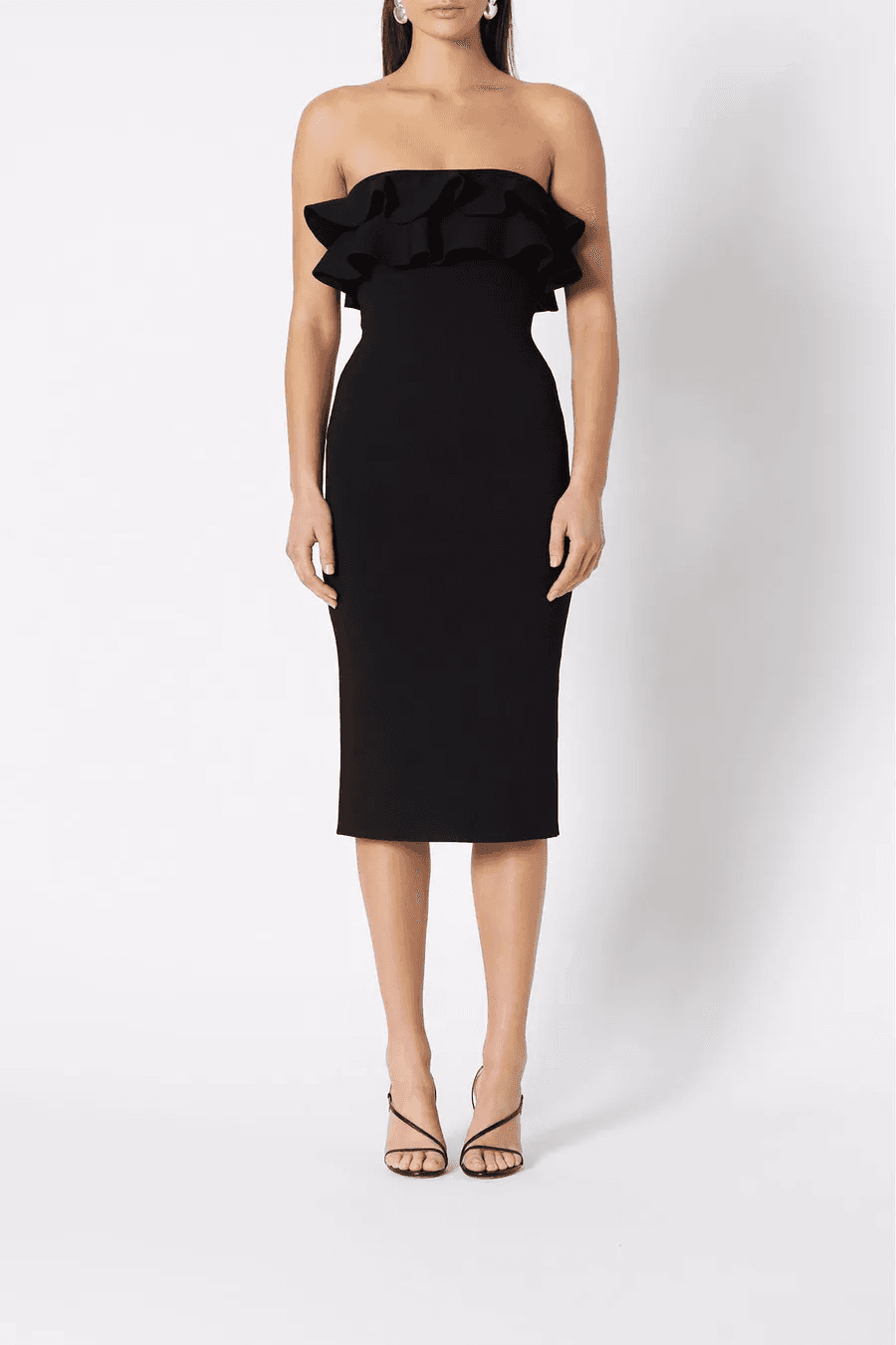 Scanlan Theodore Crepe Knit Strapless Dress Black Size 8 for rent on The Volte - main image