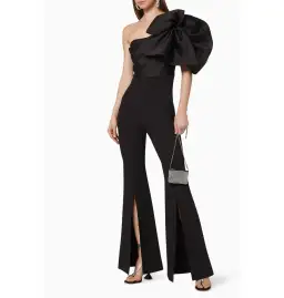 Solace London Laney Statement Sleeve Jumpsuit Black Size AU 10 for rent on The Volte - image 1