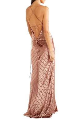 Michelle Mason Open-back devoré-velvet gown in Antique Rose Pink Size 10 for rent on The Volte - image 2