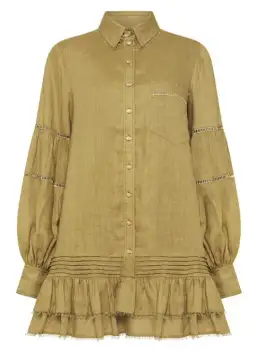 Aje Lotus Shirt Dress in Olive Green - Size 6 for rent on The Volte - image 4