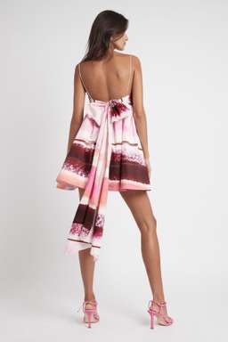 Aje Kasbah Sunset Stripe Ruched Bow Back Mini Dress Print Size 6 for rent on The Volte - image 2