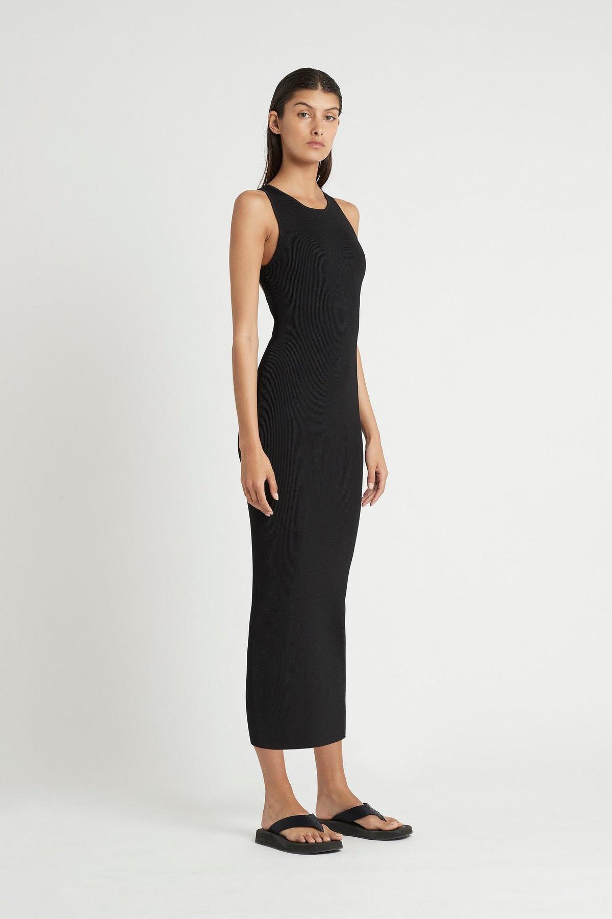 Sir The Label Marcelle Open Back Dress Midi Black | AU 8 - Image 1