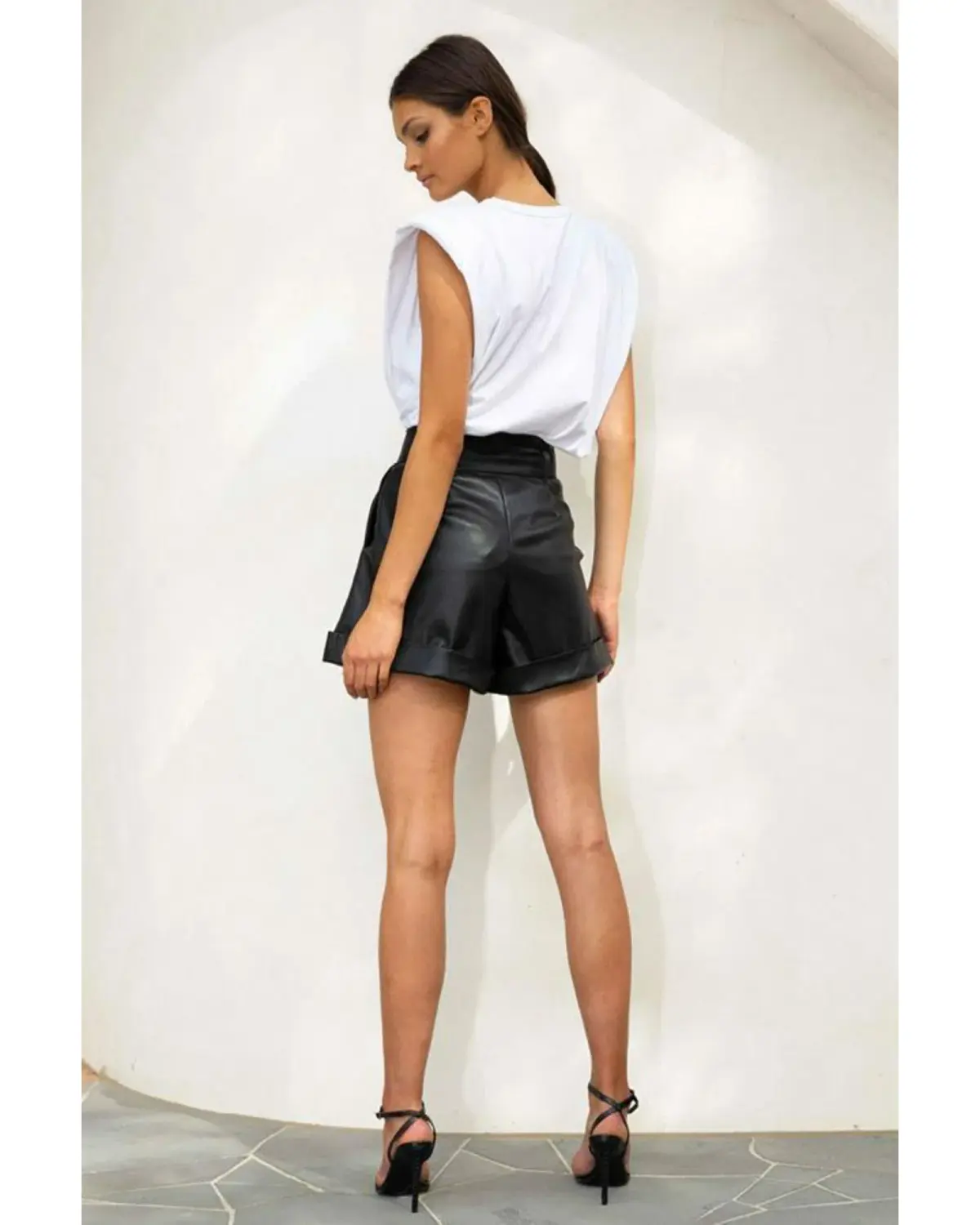 Misha Collection Nevaeh Leather Short Black Size AU 8 - Image 3