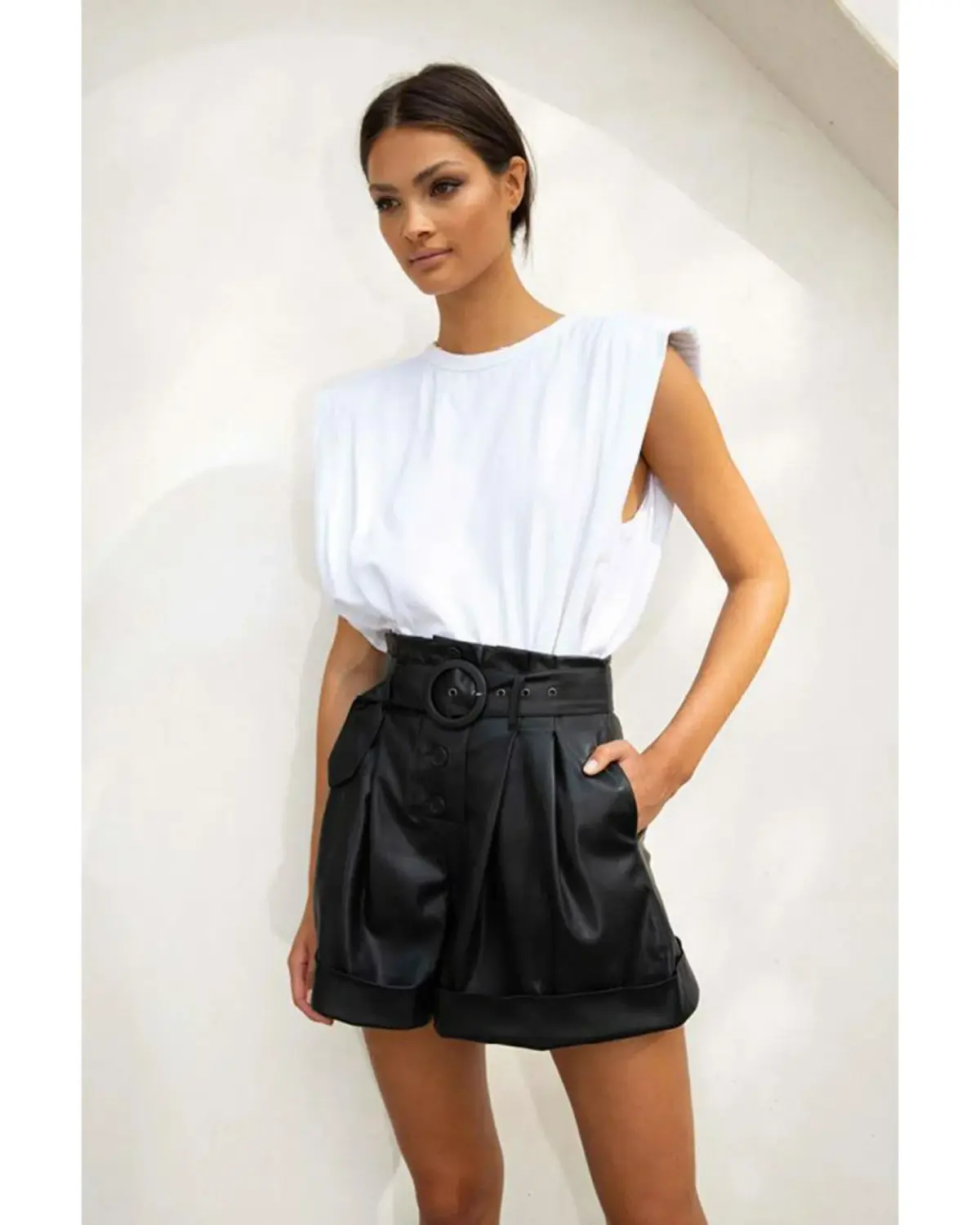 Misha Collection Nevaeh Leather Short Black Size AU 8 - Image 2