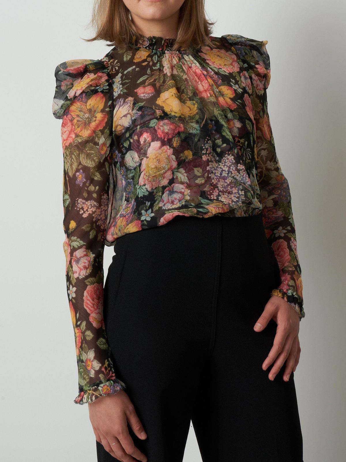 Zimmerman Ladybeetle Draped Sleeve Top Midnight Floral Size 2/AU 12 - Image 1