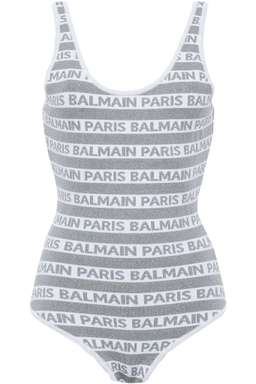 Balmain Metallic Silver Jacquard Logo Bodysuit Size 36 /XS for rent on The Volte - image 3