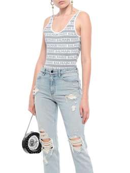 Balmain Metallic Silver Jacquard Logo Bodysuit Size 36 /XS for rent on The Volte - image 1