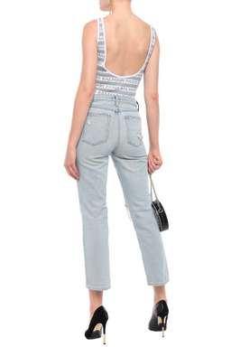 Balmain Metallic Silver Jacquard Logo Bodysuit Size 36 /XS for rent on The Volte - image 2