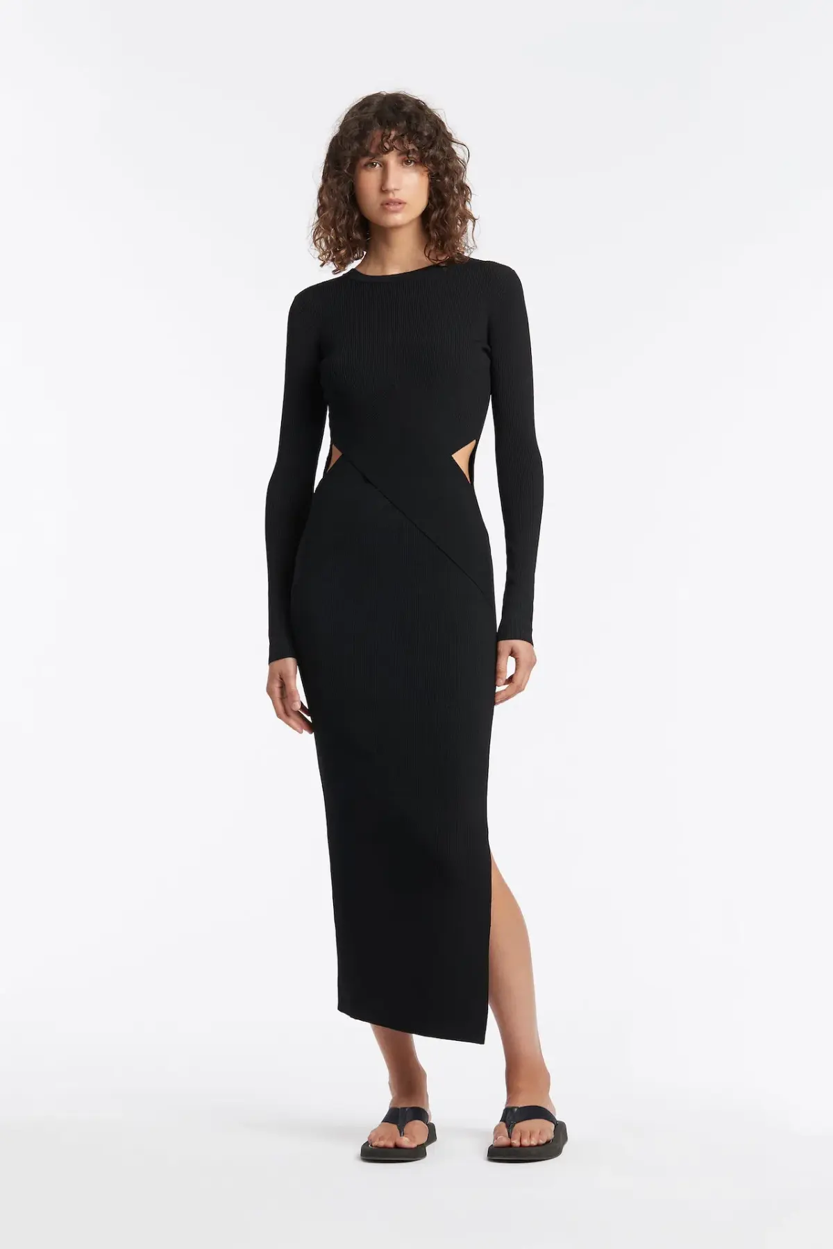 Sir The Label Celena Draped Midi Dress Black | AU 10 - Image 1