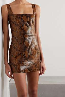 GAUGE81 Kaoma Snake-Effect Faux Leather Mini Dress Print Size 8
