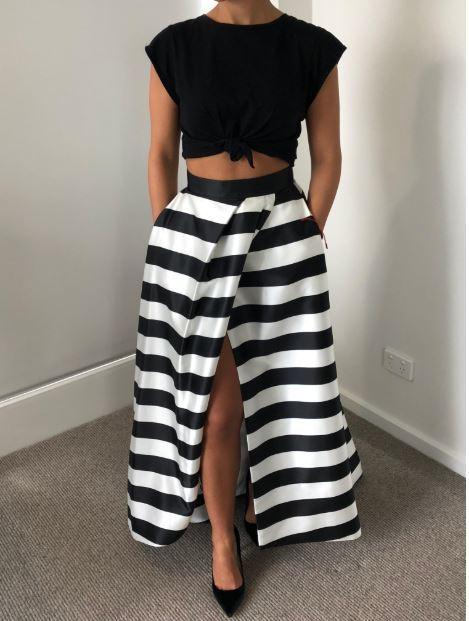 Nicholas ball striped skirt black white stripe size 8 for rent on The Volte - main image