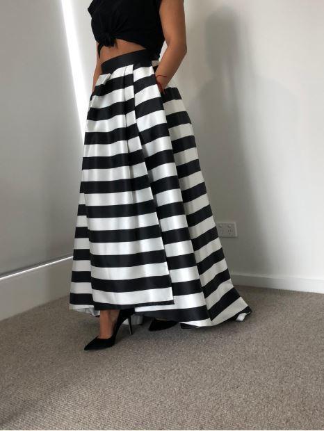 Nicholas ball striped skirt black white stripe size 8 for rent on The Volte - main image