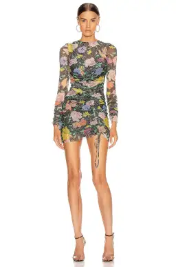 Alice McCall Cosmic Dancer Mini Dress Black Floral Print Size 6