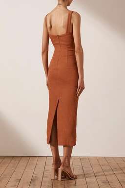 Shona Joy - Simone Fitted Cut Out Midi Dress - Terracotta for rent on The Volte - image 2
