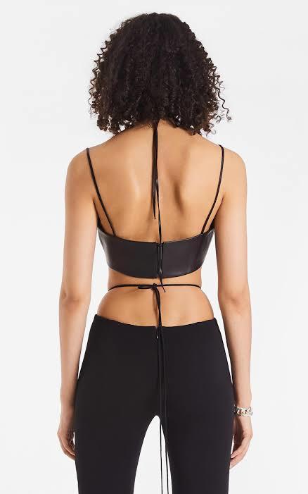 Dion Lee Leather Single Link Bra Black Size 8 for rent on The Volte - main image