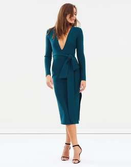 Bec and Bridge L/S Tasha Midi Dress - Emerald Green
