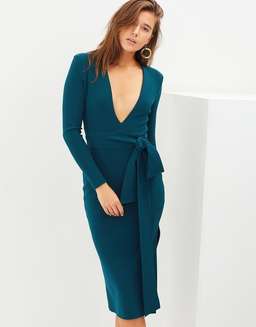 Bec and Bridge L/S Tasha Midi Dress - Emerald Green