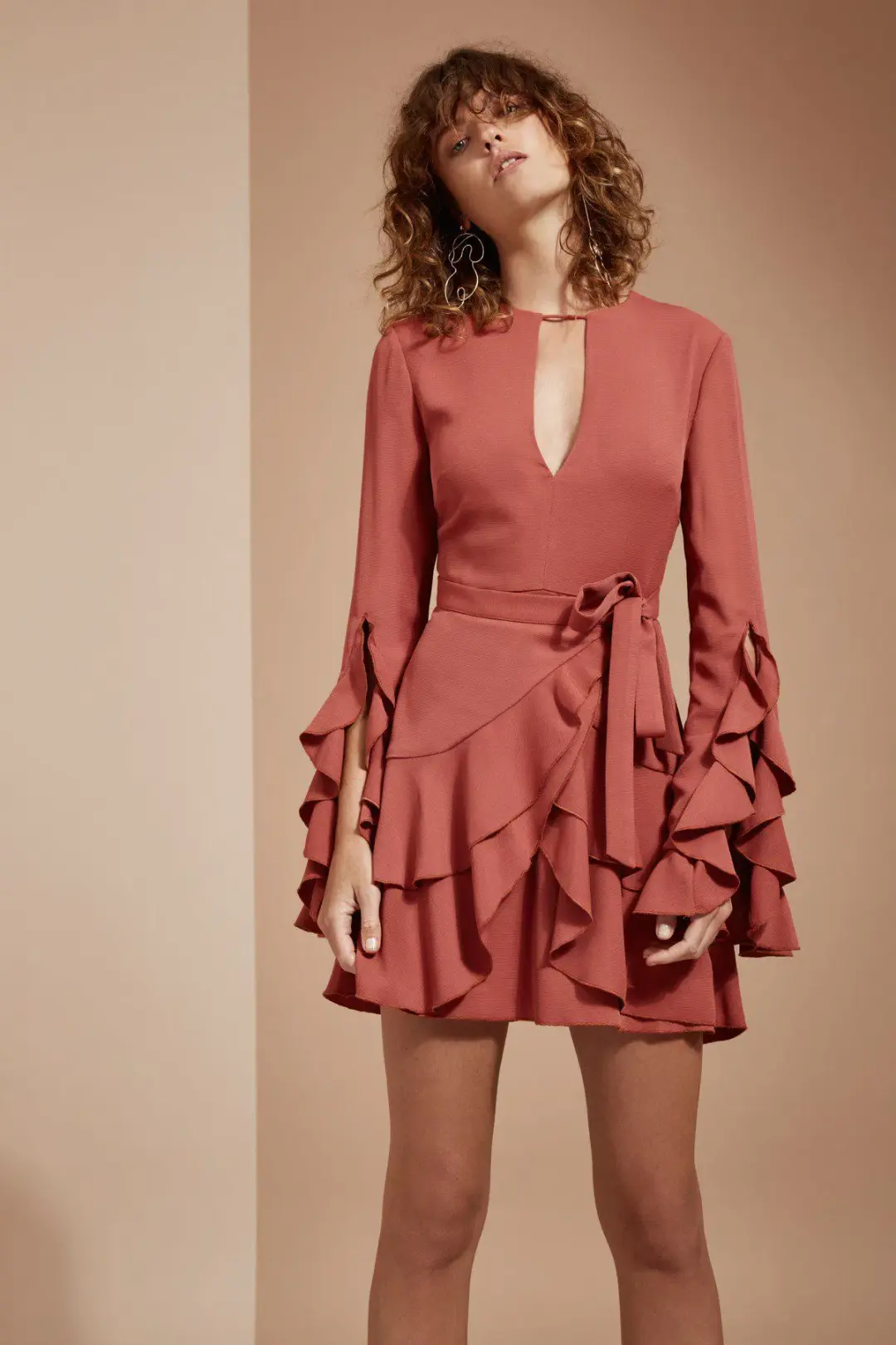 C/Meo Collective Gossamer Dress Rosewood One Size for rent on The Volte - main image