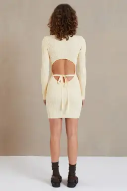 Bec & Bridge Lyla Knit Long Sleeve Mini Dress Butter Size 8 for rent on The Volte - image 3