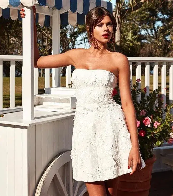 Kookai Fleur Mini Dress White Size 12 for rent on The Volte - main image