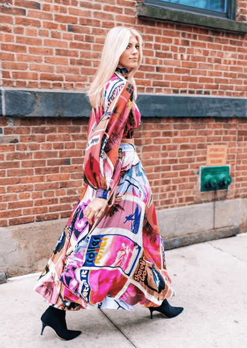 Zimmermann Wavelength Swing Skirt in Pink Poster Print Size 1/ Au 10 for rent on The Volte - main image