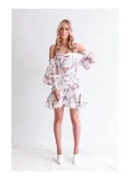 Zimmermann Corsage Bauble Bodice Ivory Lilac Orchid Print Size 1/ AU 10 for rent on The Volte - image 1