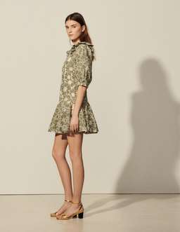 SANDRO embroidered floral green mini dress for rent on The Volte - image 4