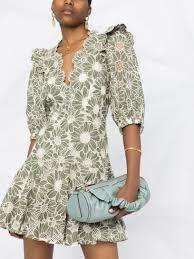 SANDRO embroidered floral green mini dress for rent on The Volte - image 3