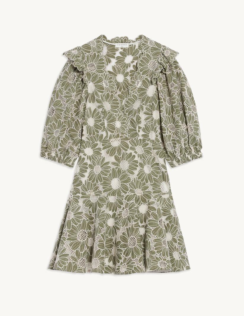 SANDRO embroidered floral green mini dress for rent on The Volte - main image