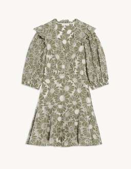 SANDRO embroidered floral green mini dress for rent on The Volte - image 8
