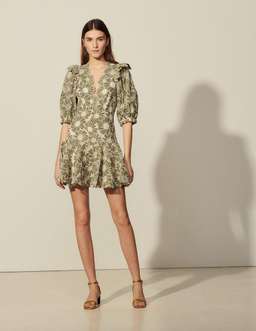 SANDRO embroidered floral green mini dress for rent on The Volte - image 2