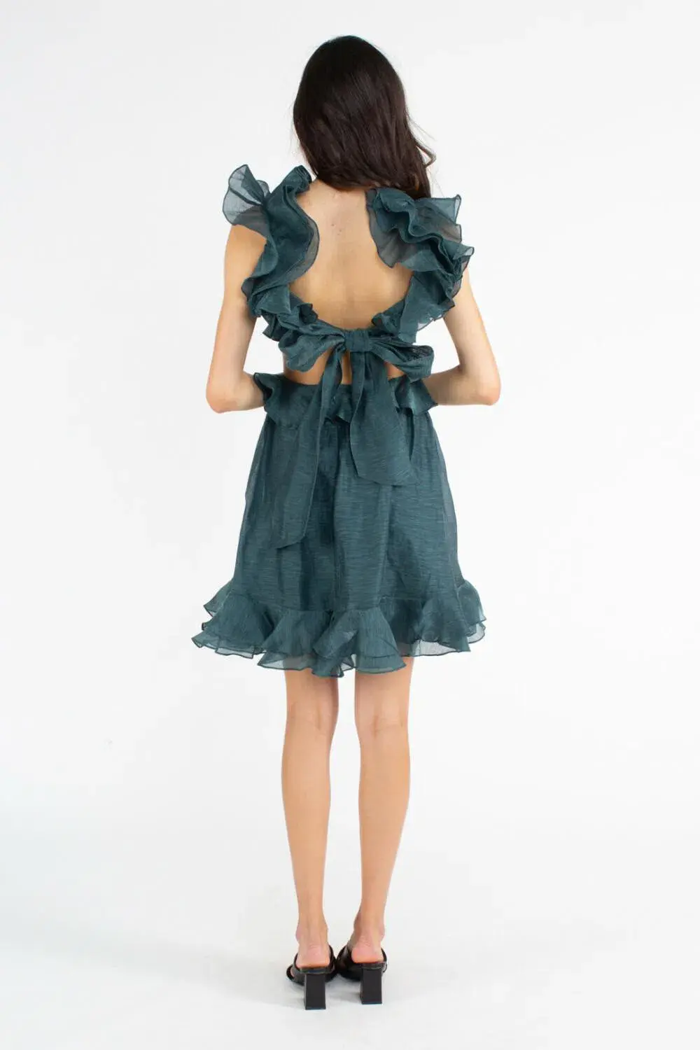 Zimmermann Ladybeetle Ruffle Mini Dress Green Size 0P / Au 6 for rent on The Volte - main image