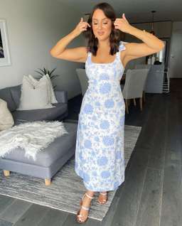 Zimmermann Postcard Tie Shoulder Midi Dress in Blue Tonal Floral Size 1 / Au 10 for rent on The Volte - image 2
