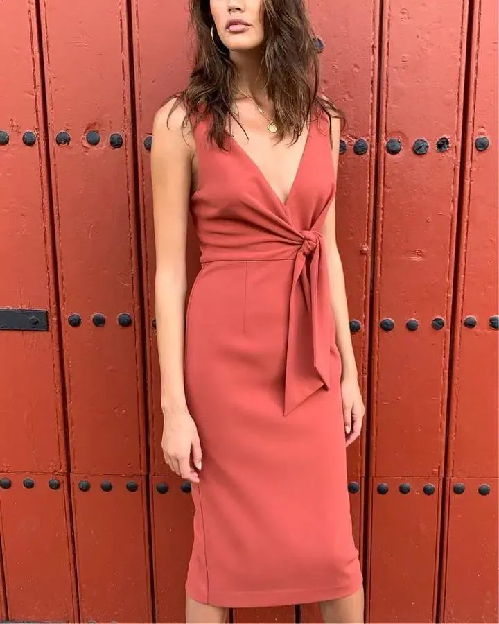 Sheike Truth or Dare Dress Terracotta Size 8 for rent on The Volte - main image