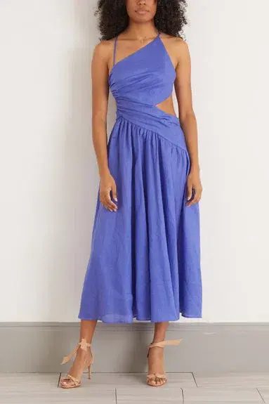 Zimmermann Tropicana Asymmetric Dress in Electric Blue Size 1 / Au 10 for rent on The Volte - main image