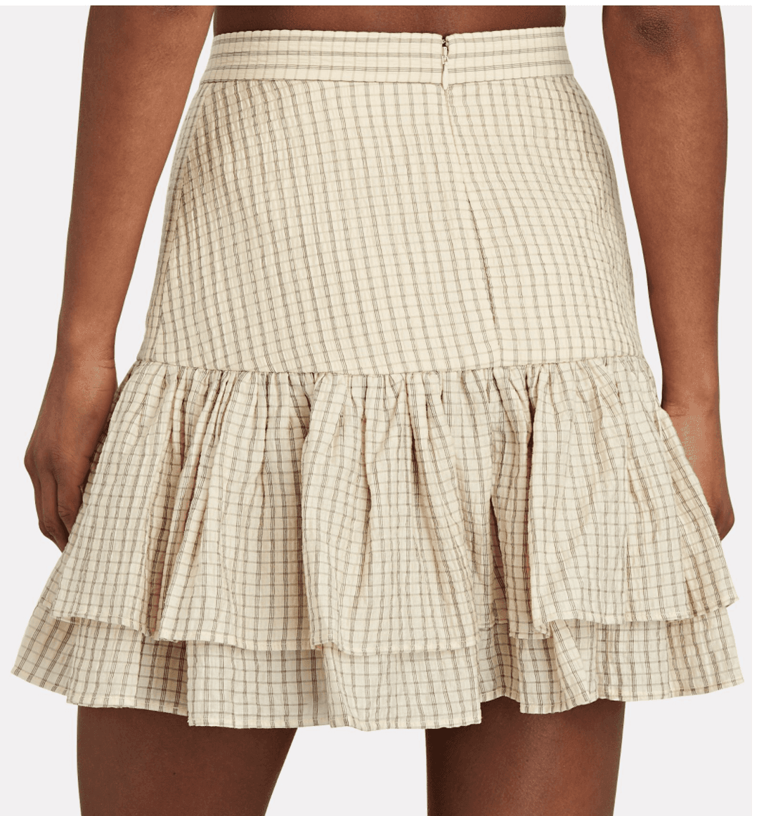 SIGNIFICANT OTHER - Creme plaid ruffled mini skirt (Size 6) for rent on The Volte - main image